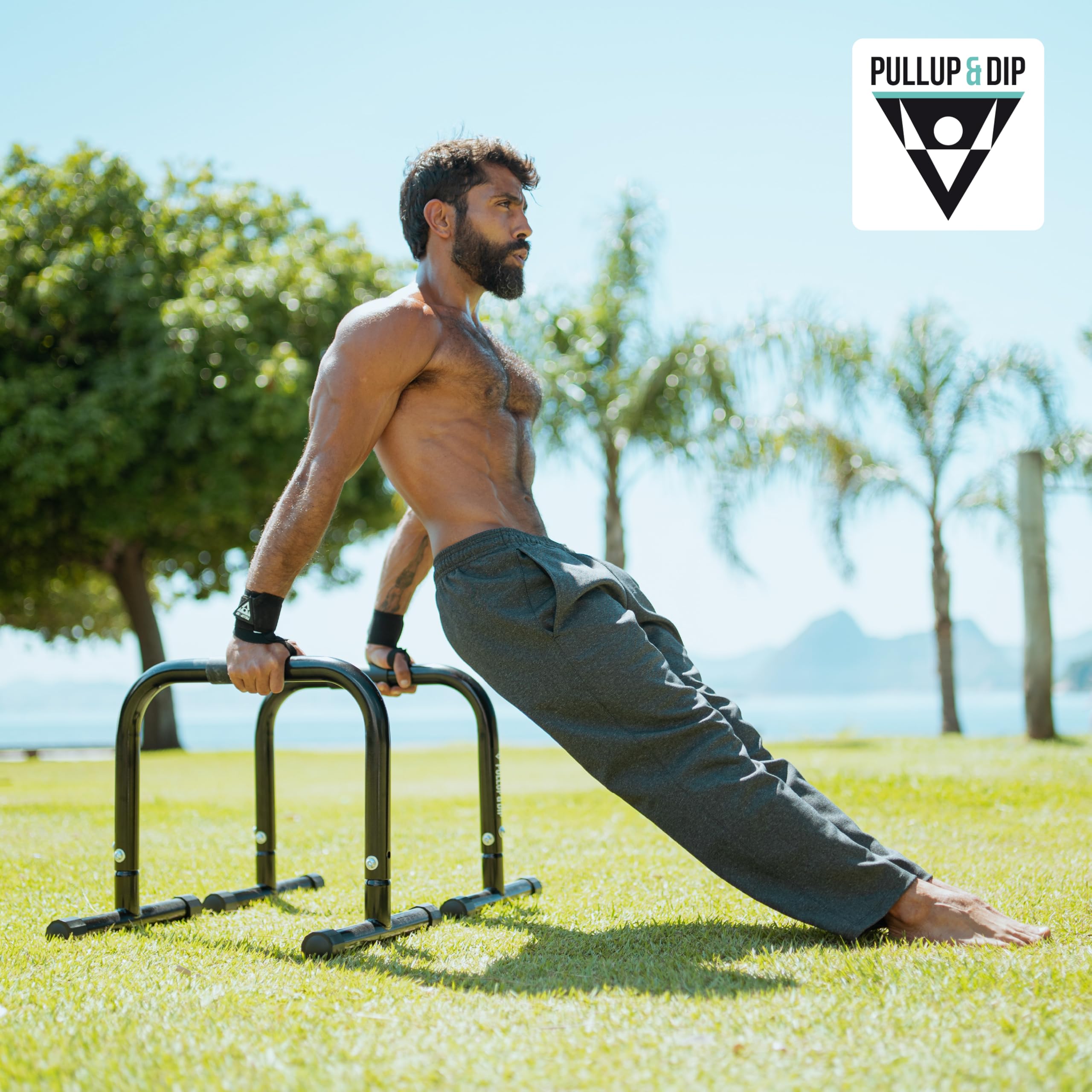 Pullup & Dip Fitness Parallettes, Medium Parallette Bars For Calisthenics & Gymnastics, Handstand Bars With Extra Wide Handle &