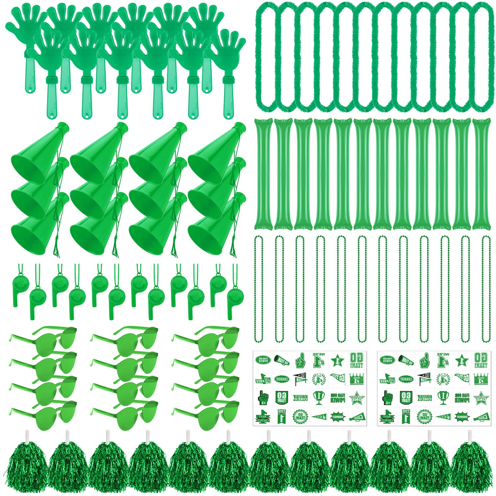 Soulchen 360 Pcs Green Team Spirit Accessories Bulk Field Day Accessories Pep Rally Color War Camp Spirit Events Party Items Che