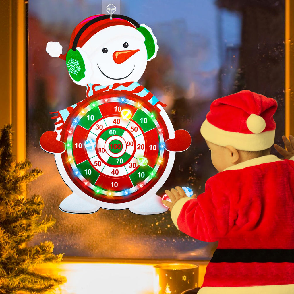 Christmas Games For Families, Light Up Dart Board For Kids Adults With 12 Sticky Balls Christmas Party Games Outdoor Indoor Yard