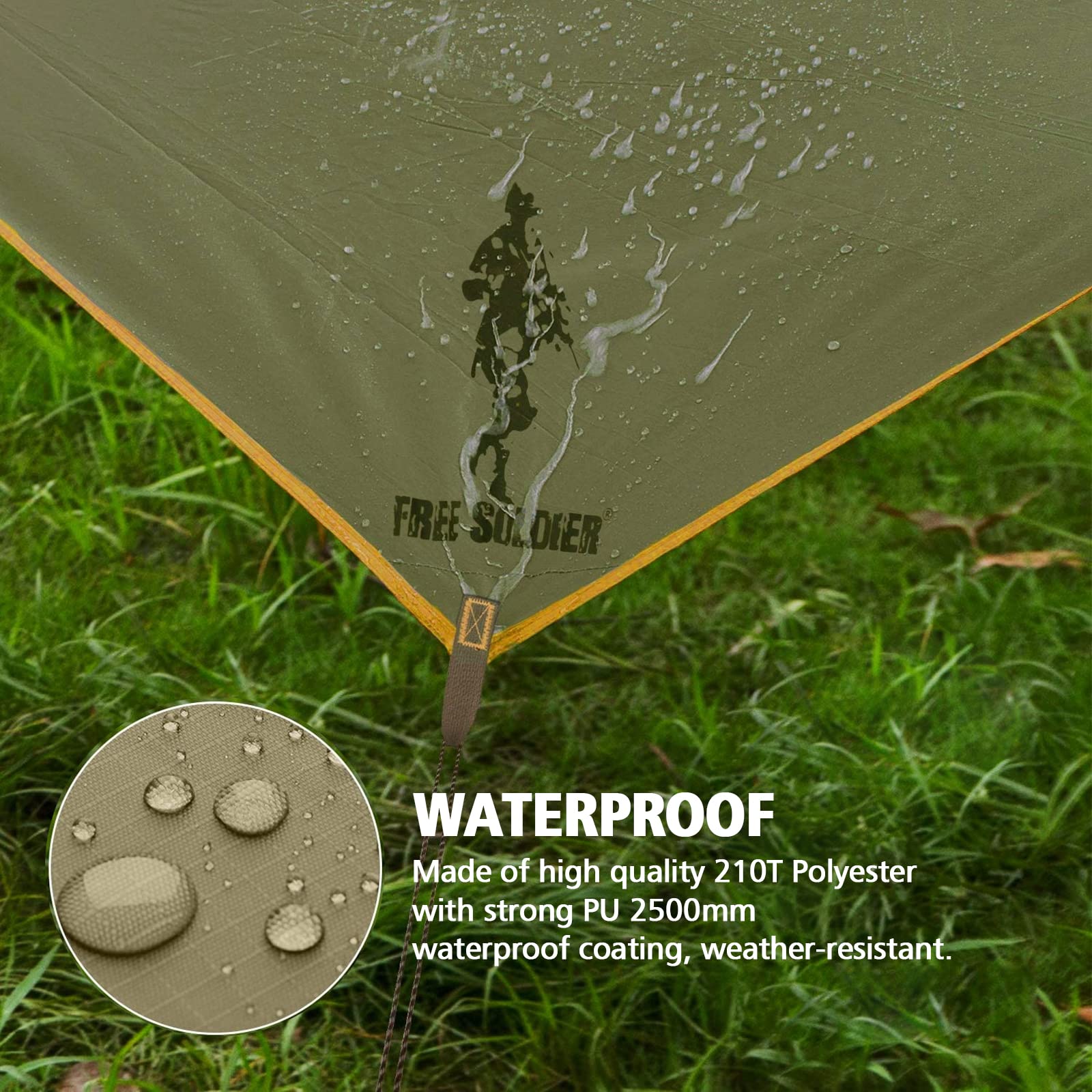 Free Soldier Waterproof Portable Tarp Multifunctional Outdoor Camping Traveling Awning Backpacking Tarp Shelter Rain Tarp (Camo)