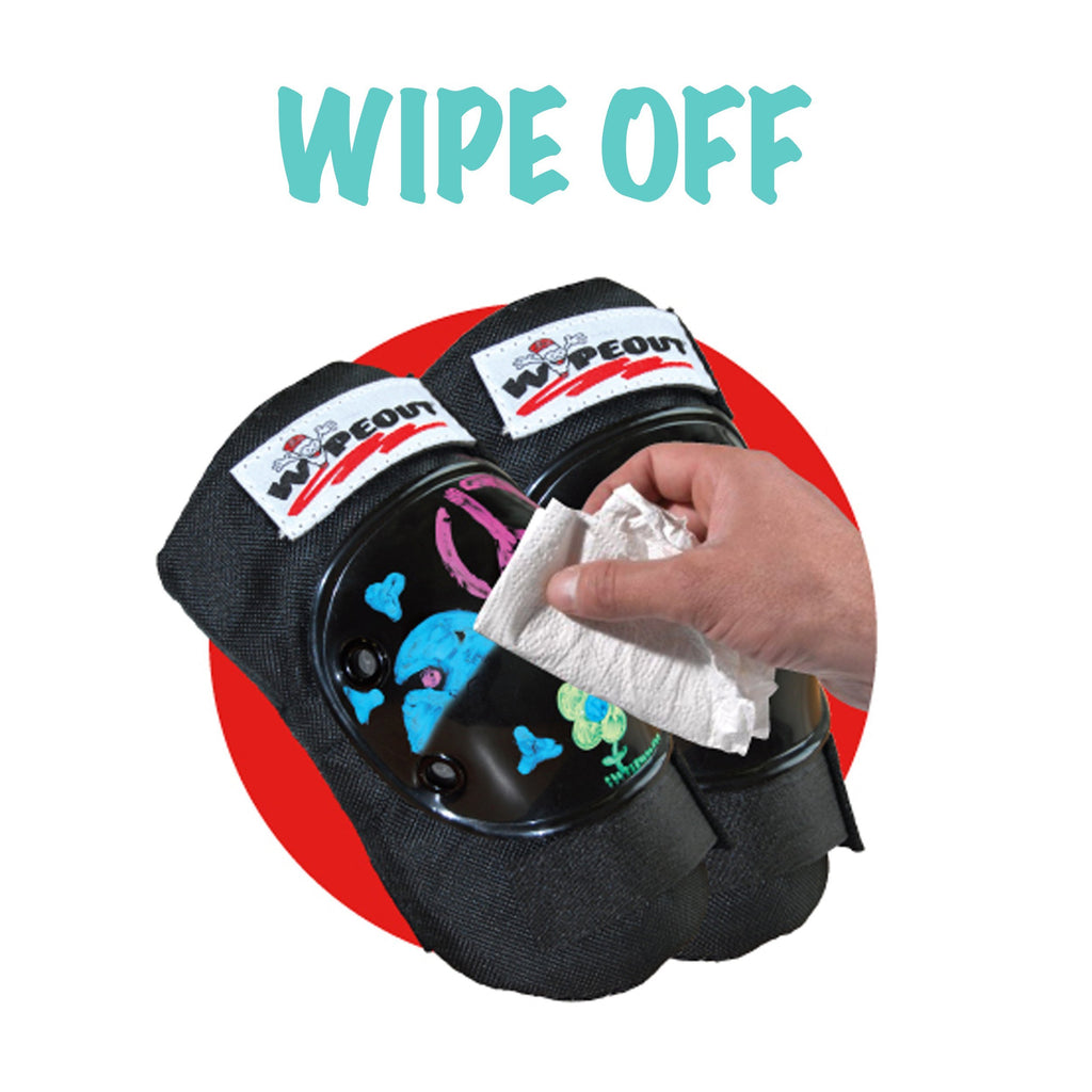 Wipeout Dry Erase Kids Pad Set With Knee Pads, Elbow Pads, And Wristguards, Black