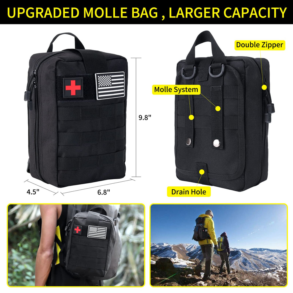 Survival Kit And First Aid Kit, 160 Pcs Emergency Supplies Camping Accessories With Upgraded Molle Bag, Gifts For Men And Women