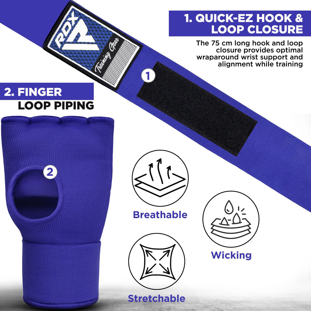 Rdx Training Boxing Inner Gloves Hand Wraps Mma Fist Protector Bandages Mitts,Blue,Medium