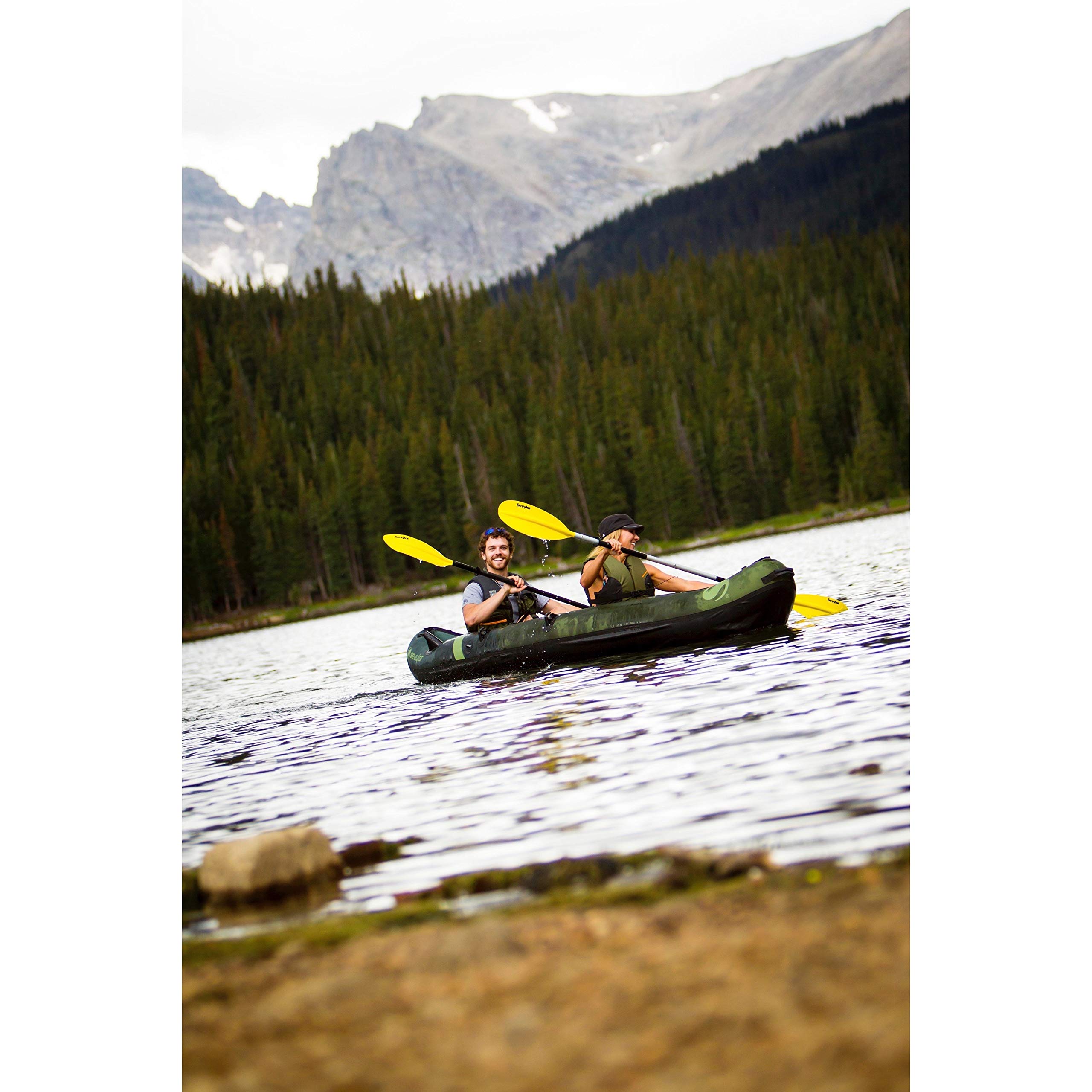 Sevylor Colorado 2-Person Inflatable Fishing Kayak With Paddle & Rod Holders, Adjustable Seats, & Carry Handle; Kayak Can Fit Tr
