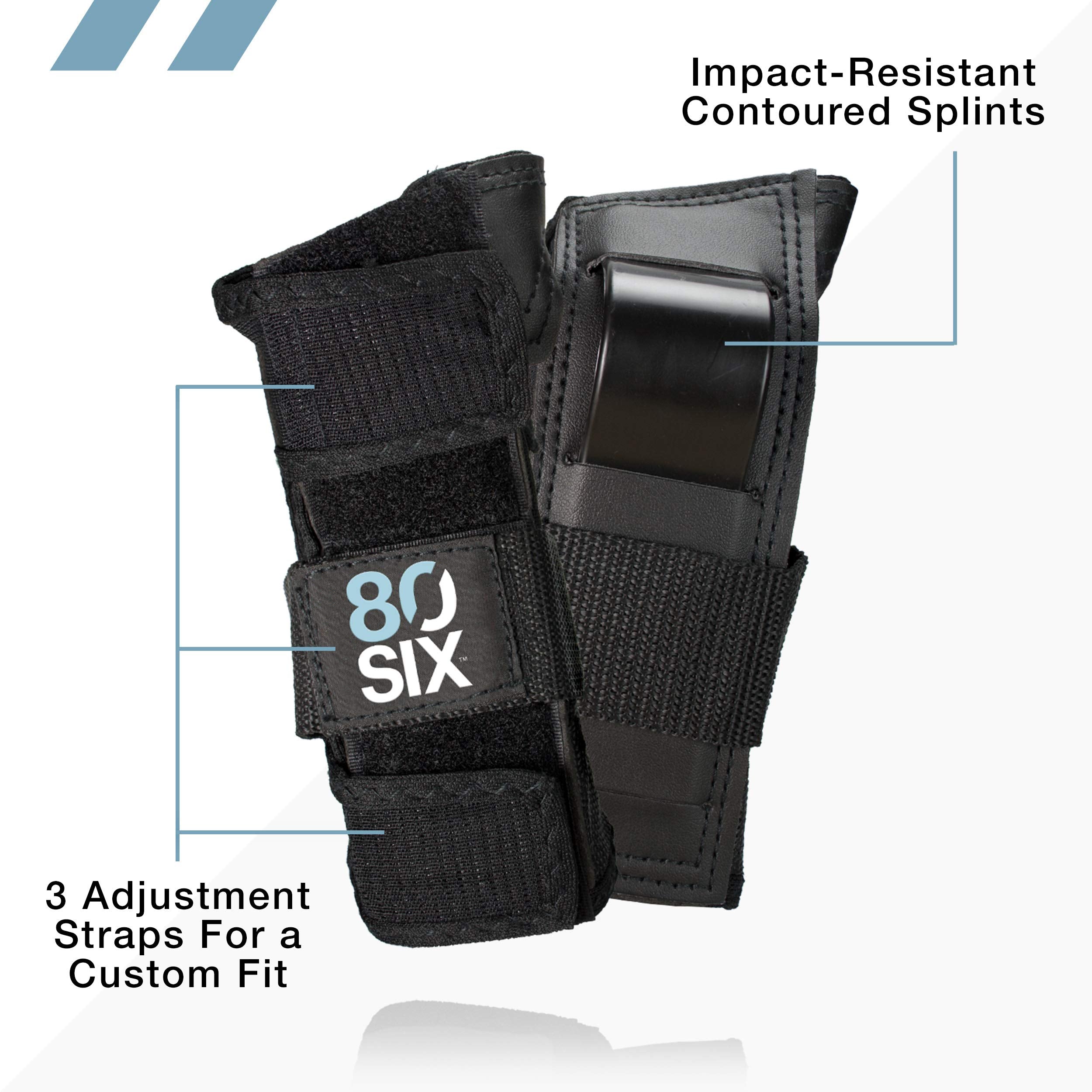 80Six Pad Set With Wristguards, Elbow Pads, And Knee Pads For Kids, Black, Junior - Ages 5+