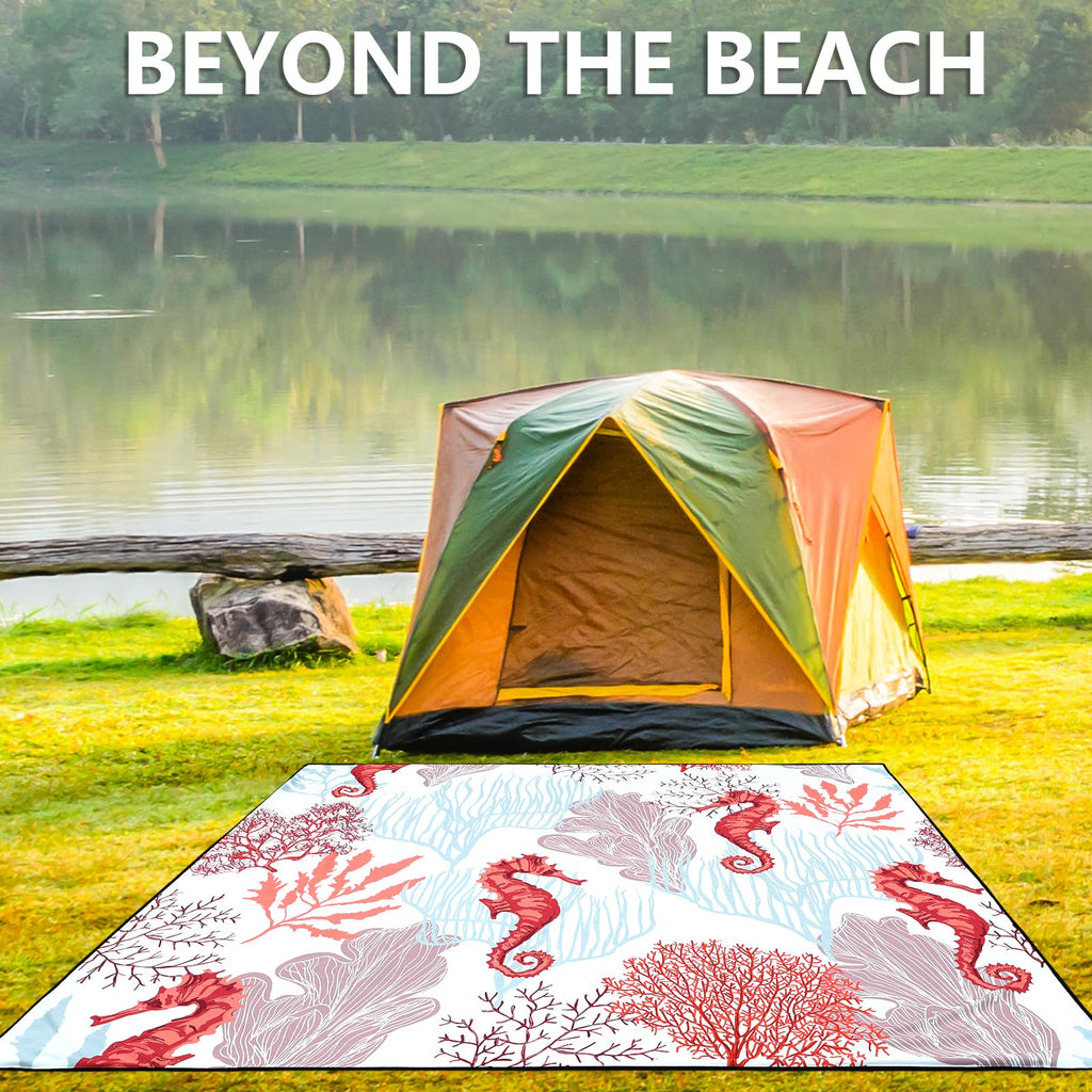 Hihoho Beach Blanket, Sandproof Beach Mat, Waterproof Quick Drying Lightweight Outdoor Aztec Picnic Mat 79 X 83/120X108 For 2-8
