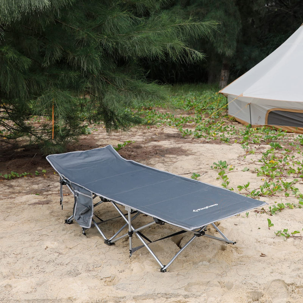 Kingcamp Folding Camping Cot Lightweight Sleeping Cot Portable With Carry Bag Double Layer 1000D Sturdy Cot Heavy Duty Camping B