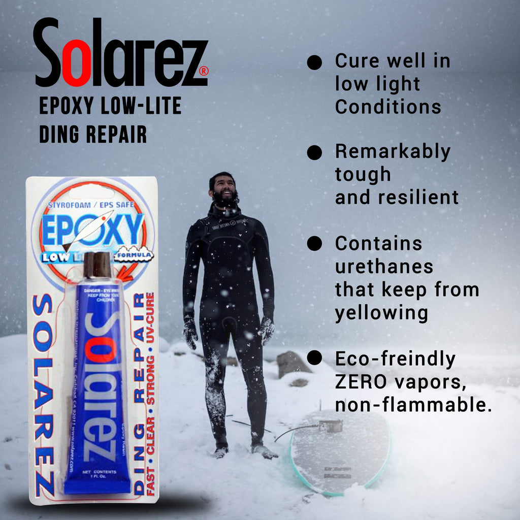 Solarez Uv Cure Epoxy Low Lite Ding Repair (1 Oz) Low Light Surfboard Repair  Sun Cures 100% Dry In Cloudy Weather  Eps Foam Saf