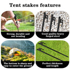Csdtylh 12 Pack Tent Stakes Heavy Duty, Metal Tent Stakes Lightweight, Black Camping Stakes, Steel Tent Spikes, Canopy Stakes, T