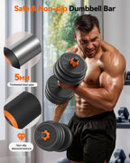 Feierdun Adjustable Dumbbells, 90Lbs Free Weight Set With Connector, 4 In1 Dumbbells Set Used As Barbell, Kettlebells, Push Up S