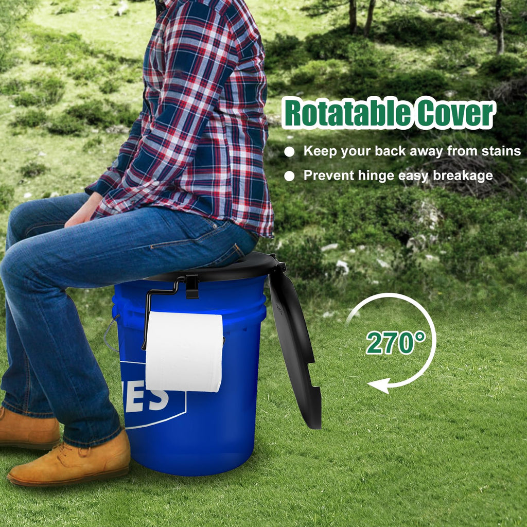Portable Toilet Seat For 5 Gal Buckets, Camping Toilet With Lid For Adults, Snap-On Toilet Seat For Outdoor, Camping, Hiking, Em