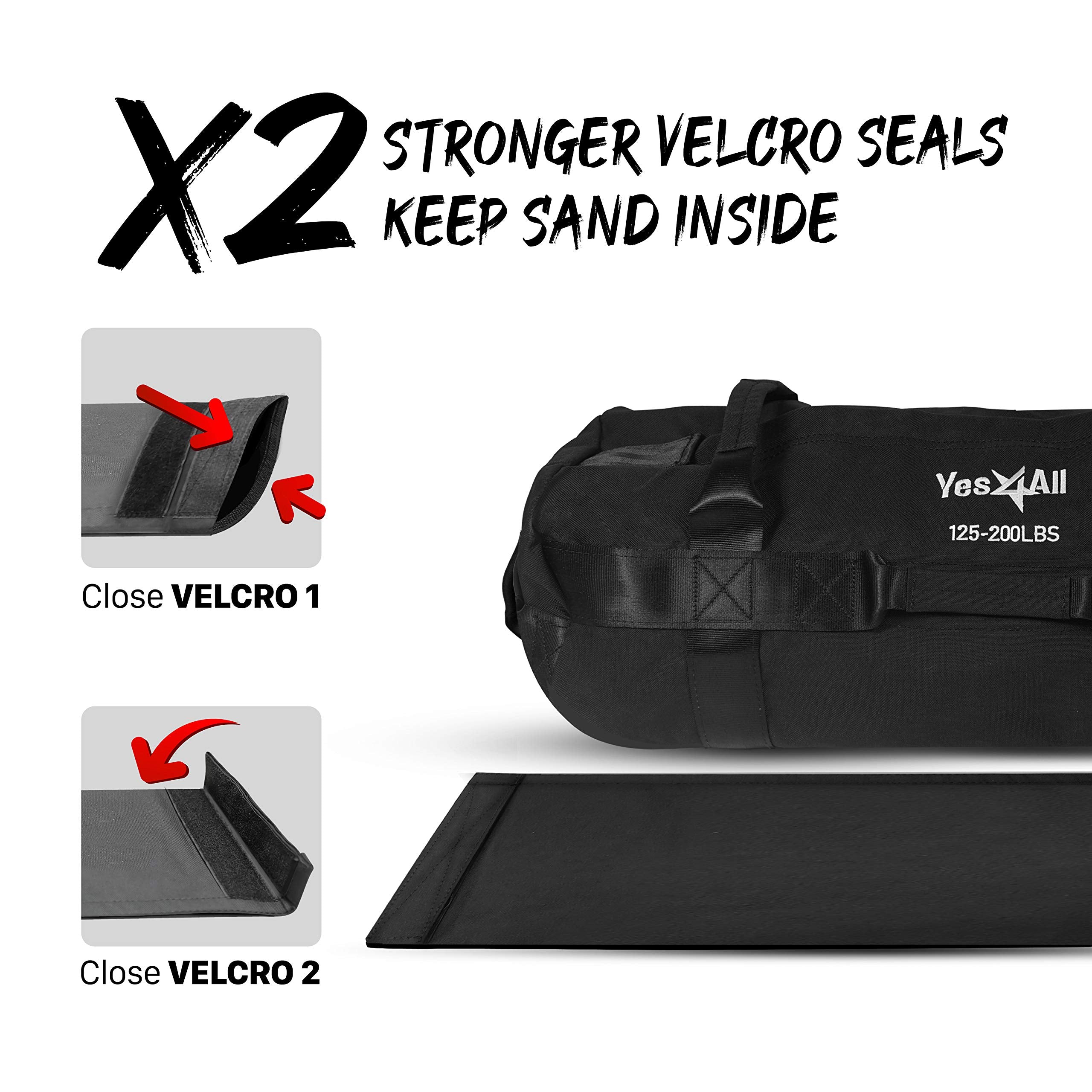 Yes4All Workout Sandbags, Heavy Duty Sandbags For Fitness, Conditioning, Mma & Combat Sports - Black - Xl