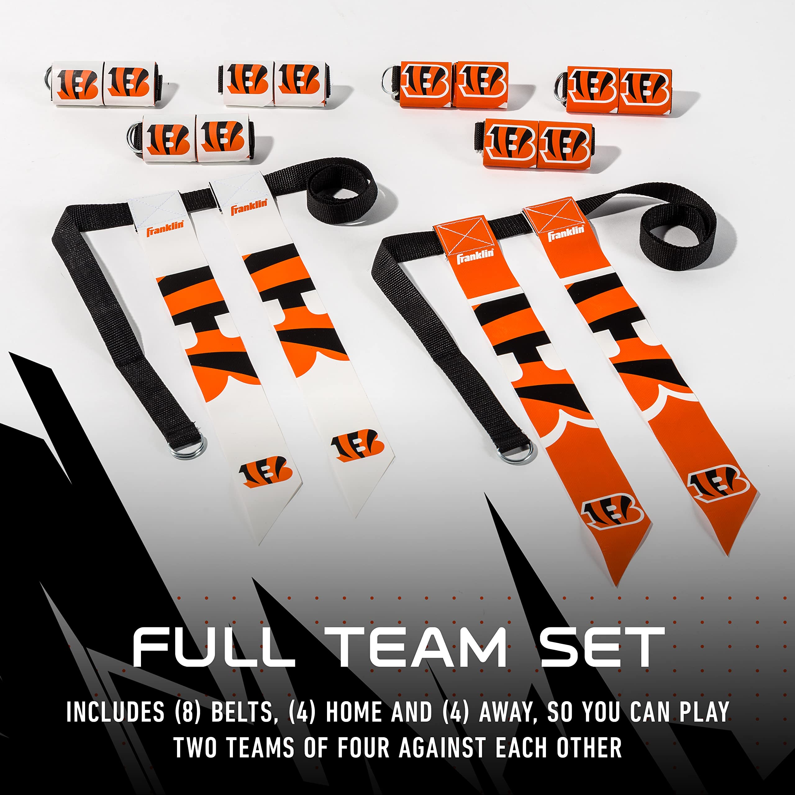 Franklin Sports Nfl Cincinnati Bengals Flag Football Sets - Nfl Team Flag Football Belts And Flags - Flag Football Equipment For