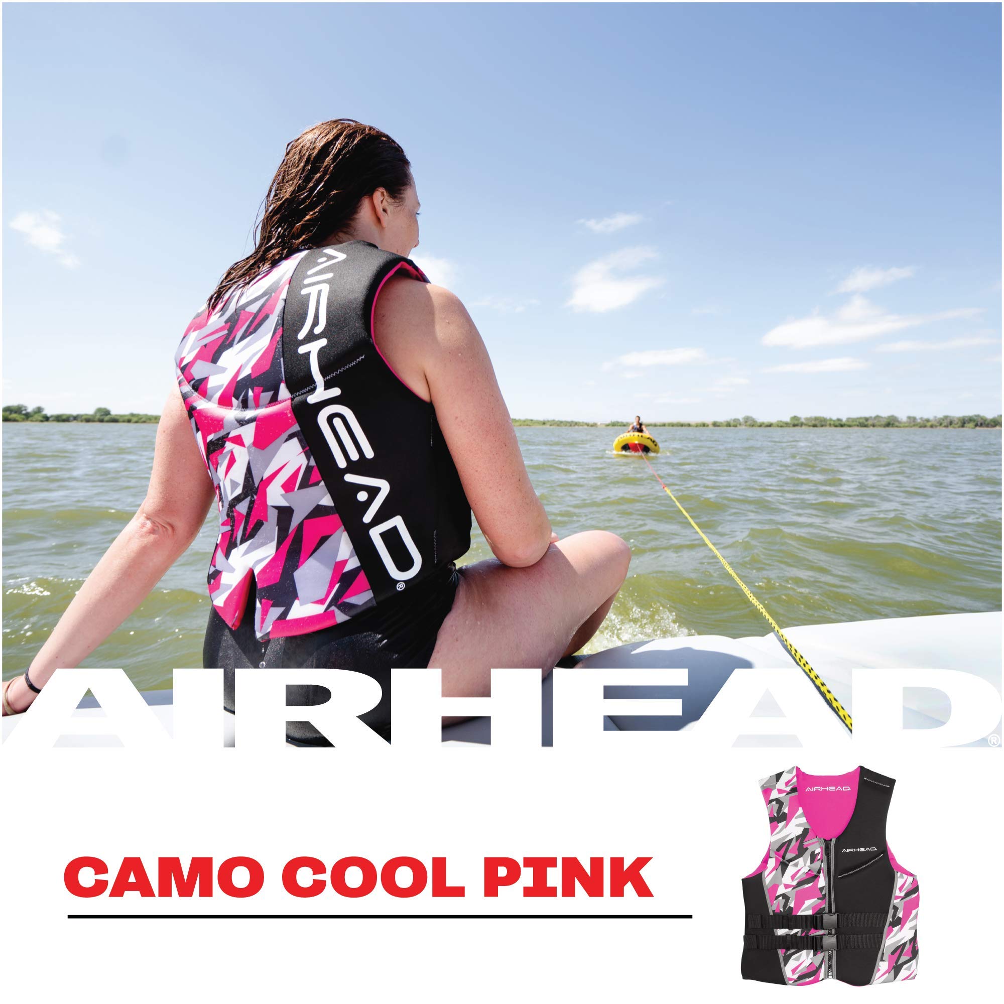 Airhead Womens Camo Cool Neolite Flex Kwik-Dry Life Jacket, Us Coast Guard Approved Pink Small
