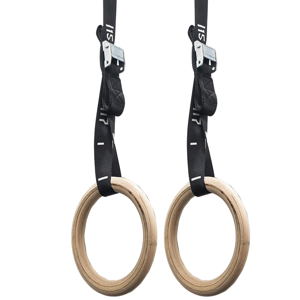 Valor Fitness Grw-1 Wood Gymnastic Rings With Adjustable Straps (Set Of 2) - Promotes Muscular Physique And Improves Performance