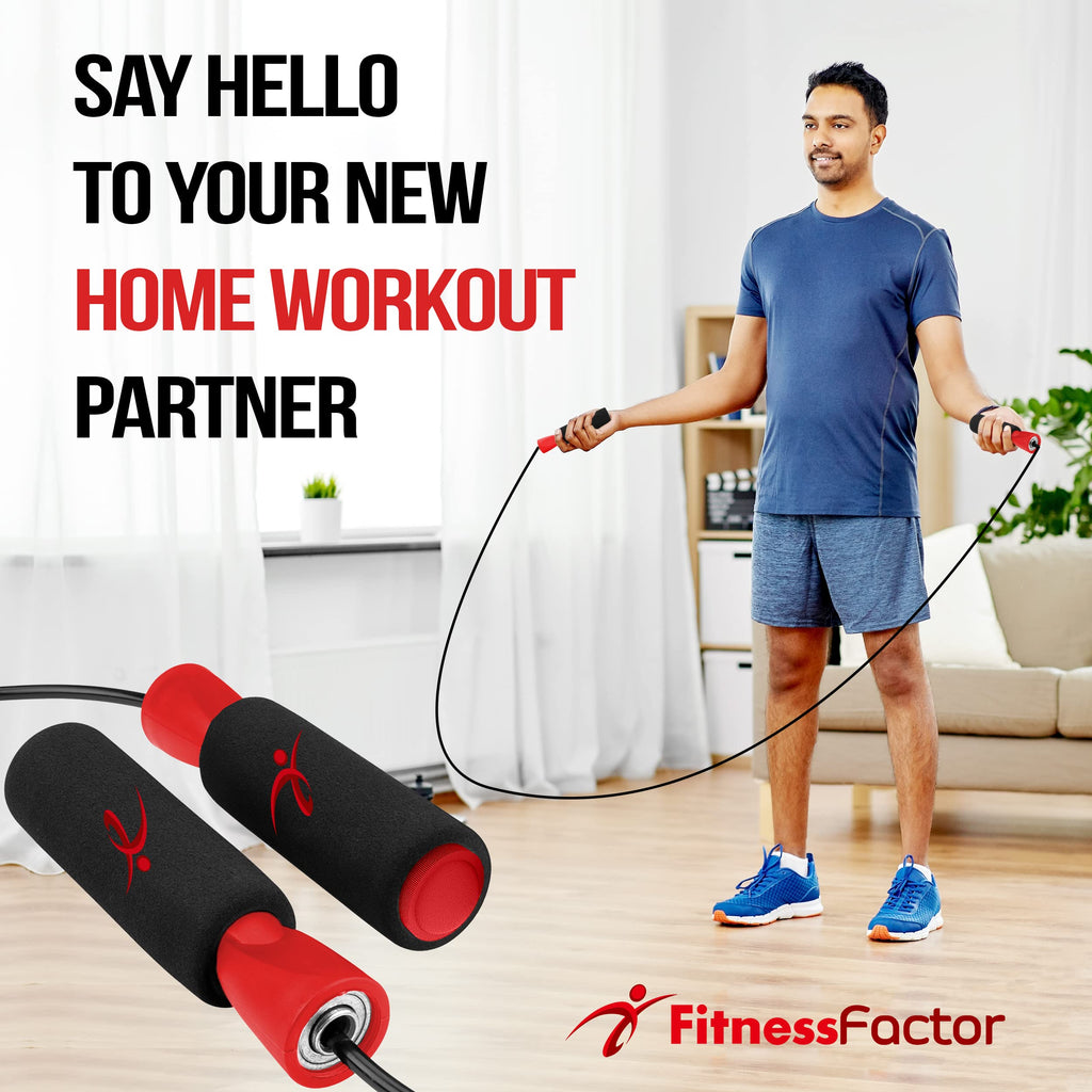 Fitness Factor Jump Rope With Adjustable Length, Tangle-Free Skipping Rope For Gym Workout,Crossfit, Fitness Exercise, Wod, Boxi