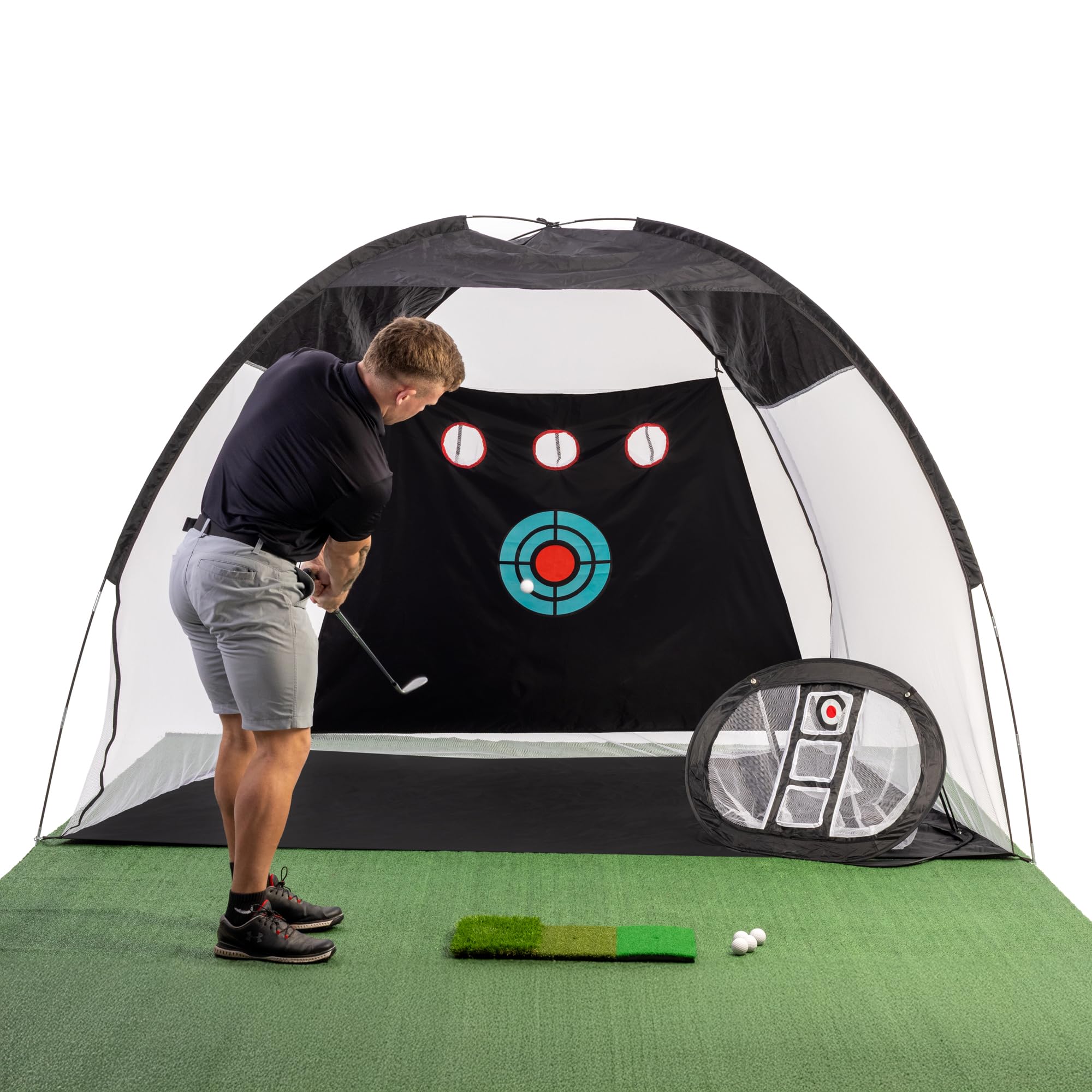 HaveLuxe Golf Hitting Net,Chipping Net,Tri-Turf Mat,Golf Hitting Aid,10x7FT Practice Net for Backyard Driving,Chipping Training,