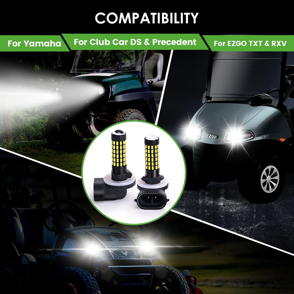 10L0L Golf Cart Headlight Bulb Lights For Ezgo Club Car Ds Precedent, Super Bright Fog Light Bulbs Golf Cart Light Kit White(Mus