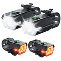 Zewdov 3+6 Modes Bright Bike Lights for Night Riding with Side Light, Rechargeable & IP65 Waterproof Bicycle Light, Bike Headlig