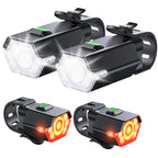 Zewdov 3+6 Modes Bright Bike Lights for Night Riding with Side Light, Rechargeable & IP65 Waterproof Bicycle Light, Bike Headlig