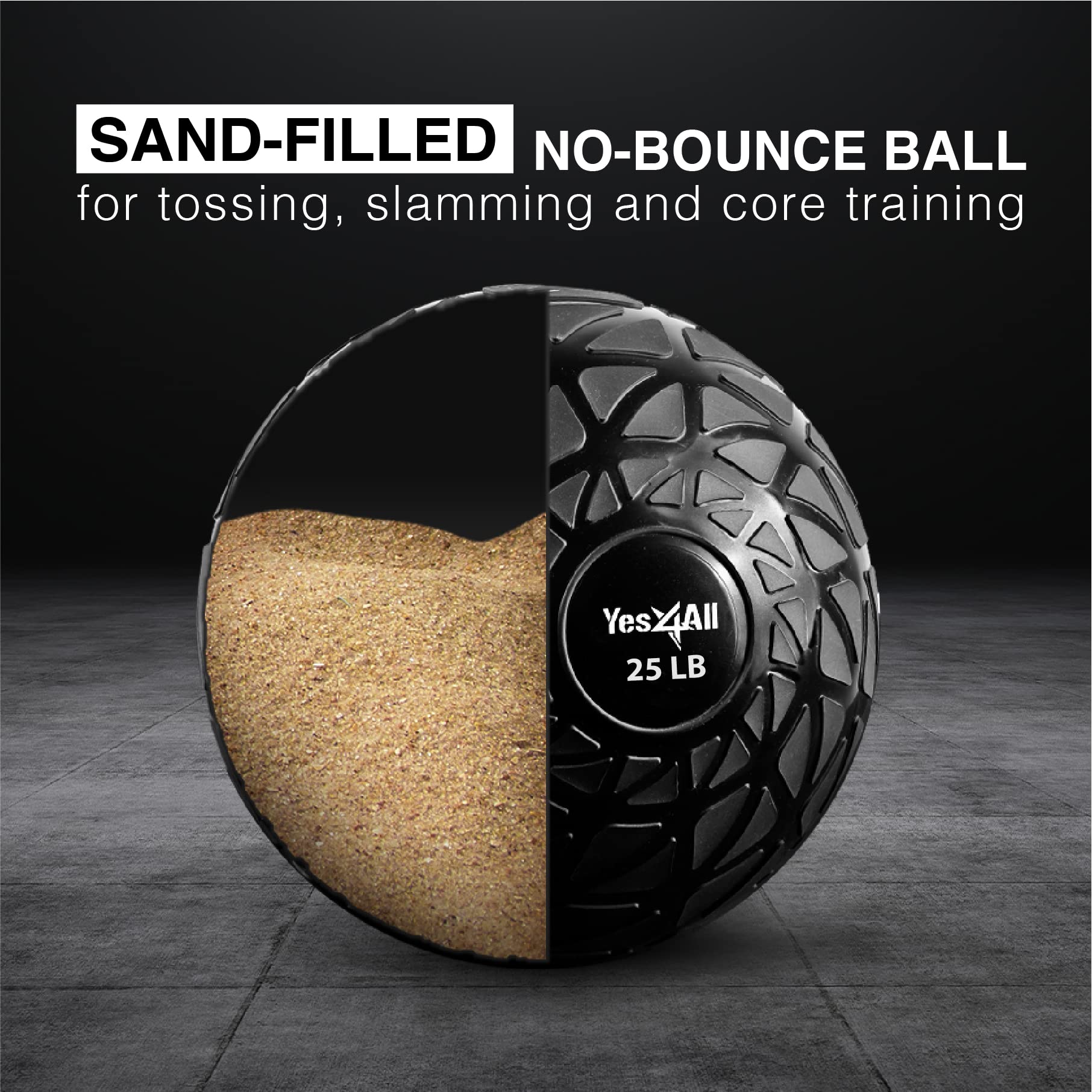 Yes4All Fitness Slam Medicine Ball 25Lbs For Exercise, Strength, Power Workout  Workout Ball  Weighted Ball  Exercise Ball  Dyna