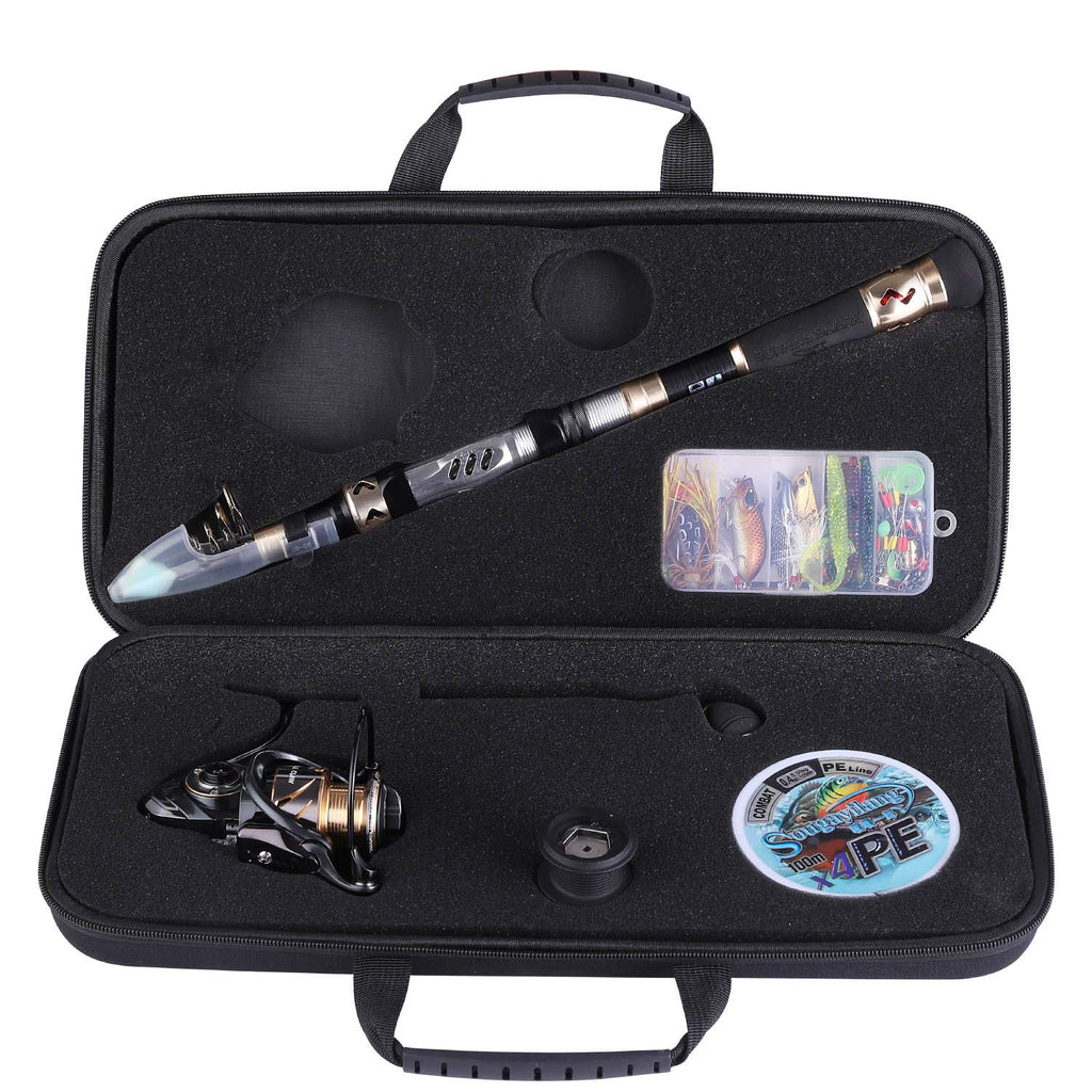 Sougayilang Telescopic Fishing Rod And Reel Combos Full Kit, Carbon Fiber Fishing Pole, 13 +1 Shielded Bearings Stainless Steel