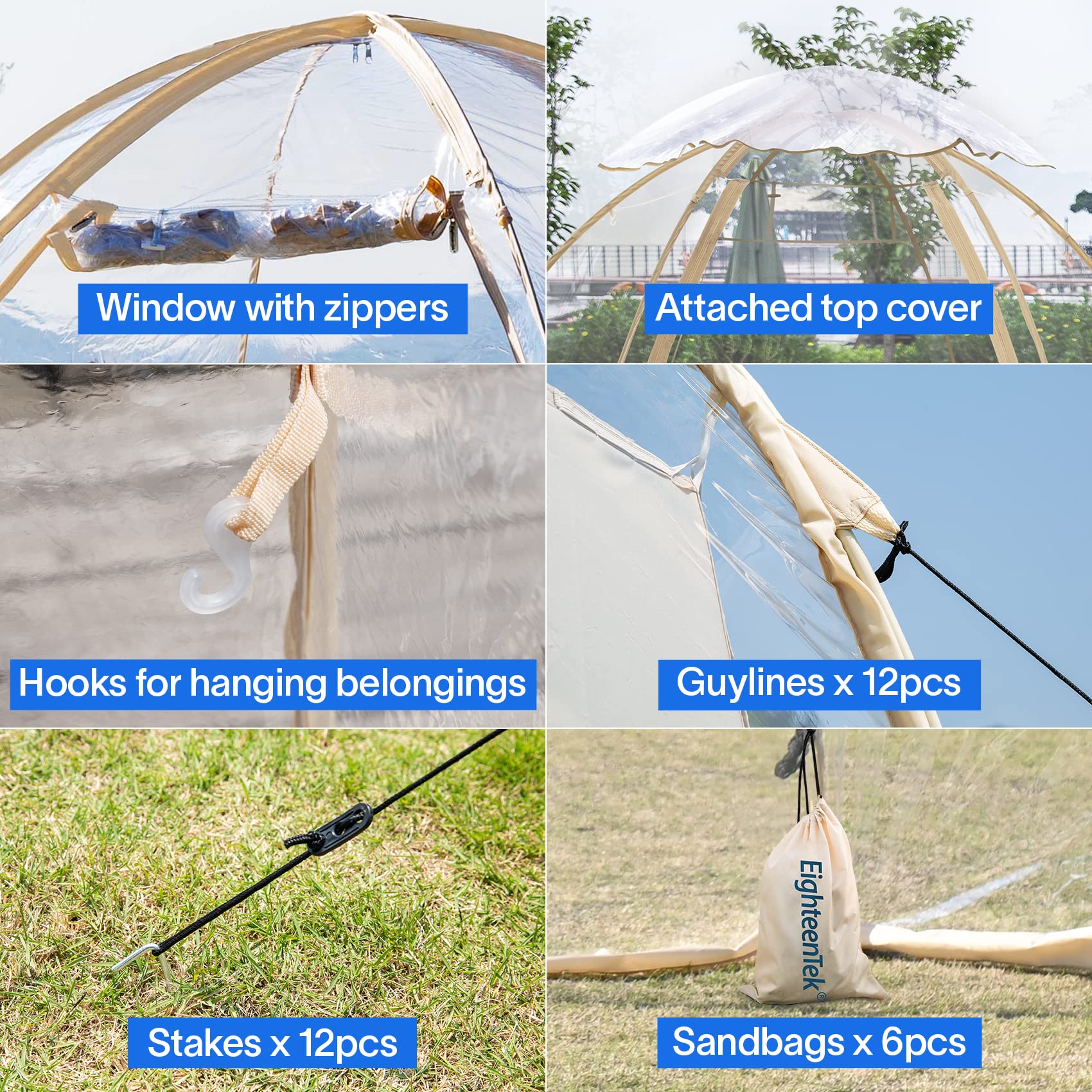 Eighteentek Sports Tent Screen House Room Greenhouse Camping Tent Canopy Gazebos 4-6 Person For Patios Large Oversize Weatherpro
