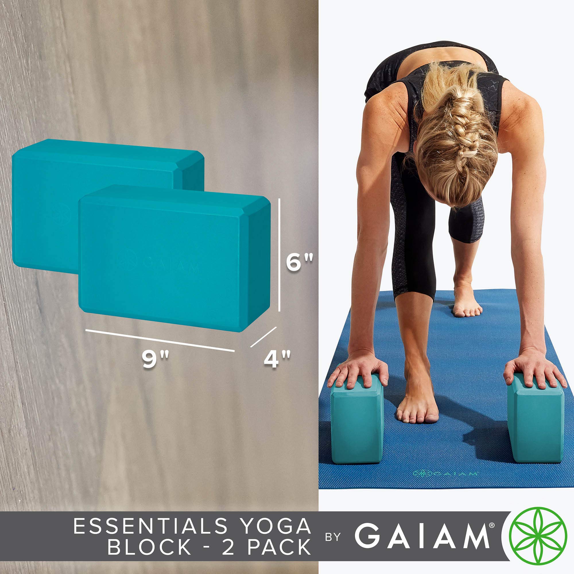 Gaiam Essentials Yoga Block (Set Of 2) - Supportive Latex-Free Eva Foam Soft Non-Slip Surface For Yoga, Pilates, Meditation, Viv