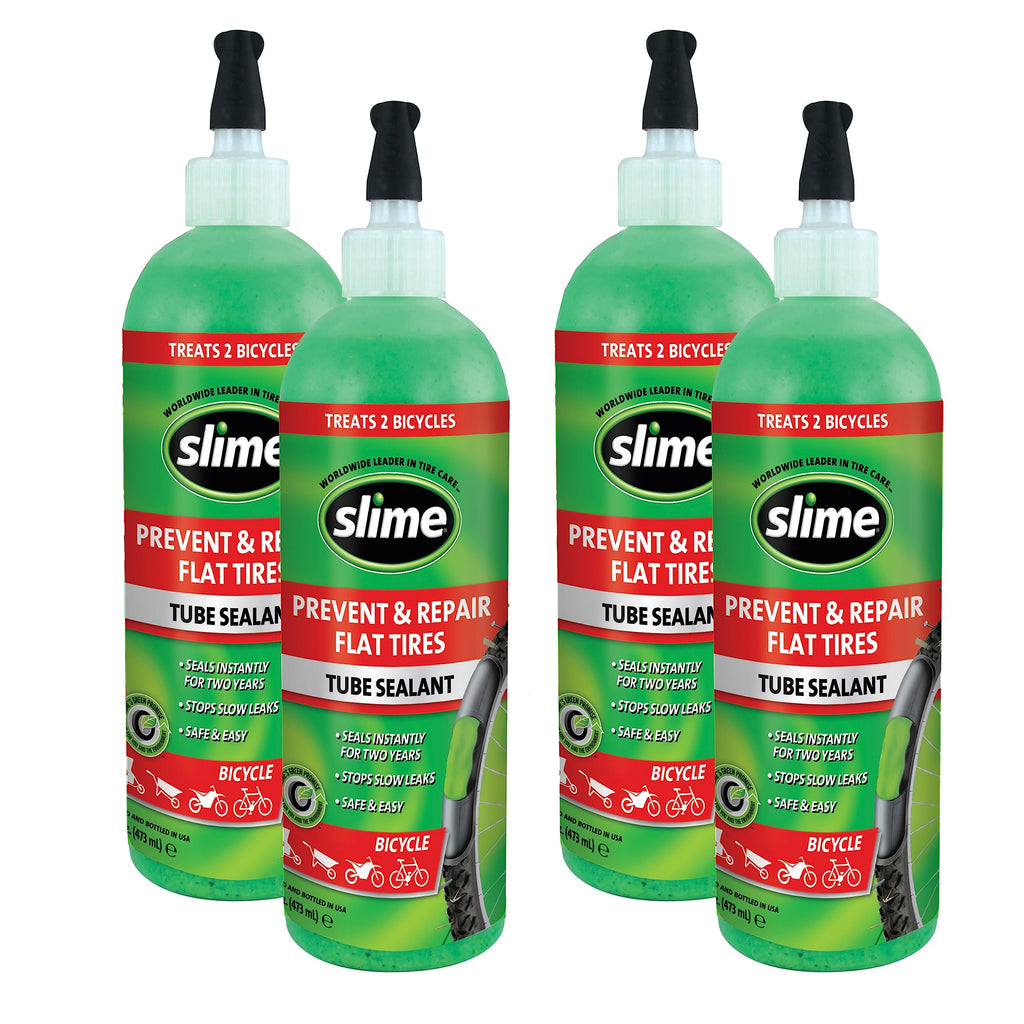Slime 10056W-4PK Bike Tube Puncture Repair Sealant, Prevent and Repair, Suitable for All Bicycles, Non-Toxic, Eco-Friendly, 4 x 