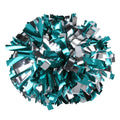 Metallic Cheerleader Cheerleading Pom Poms 6 inch 1 Pair 2 Pieces (Teal/Silver)