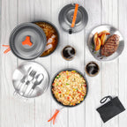 Bisgear Camping Cookware Kettle Backpacking Stove Mess Kit, Camping Pots And Pans Set With Cups Plates Utensils, Camping Kitchen