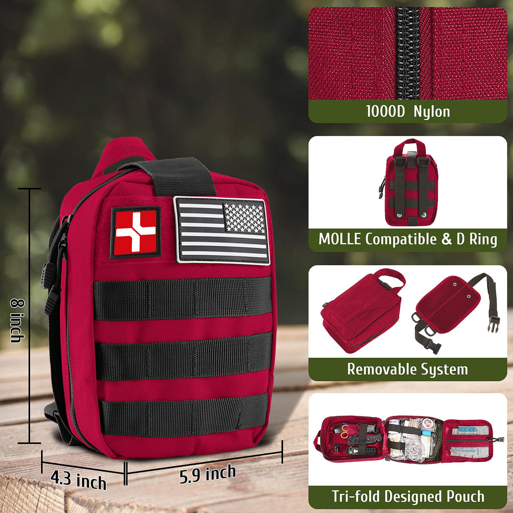 Abpir 170 Pcs Survival Kits, Survival First Aid Kit, Trauma Kit With Essential Survival Gear Emergency Medical Supplies For Hiki
