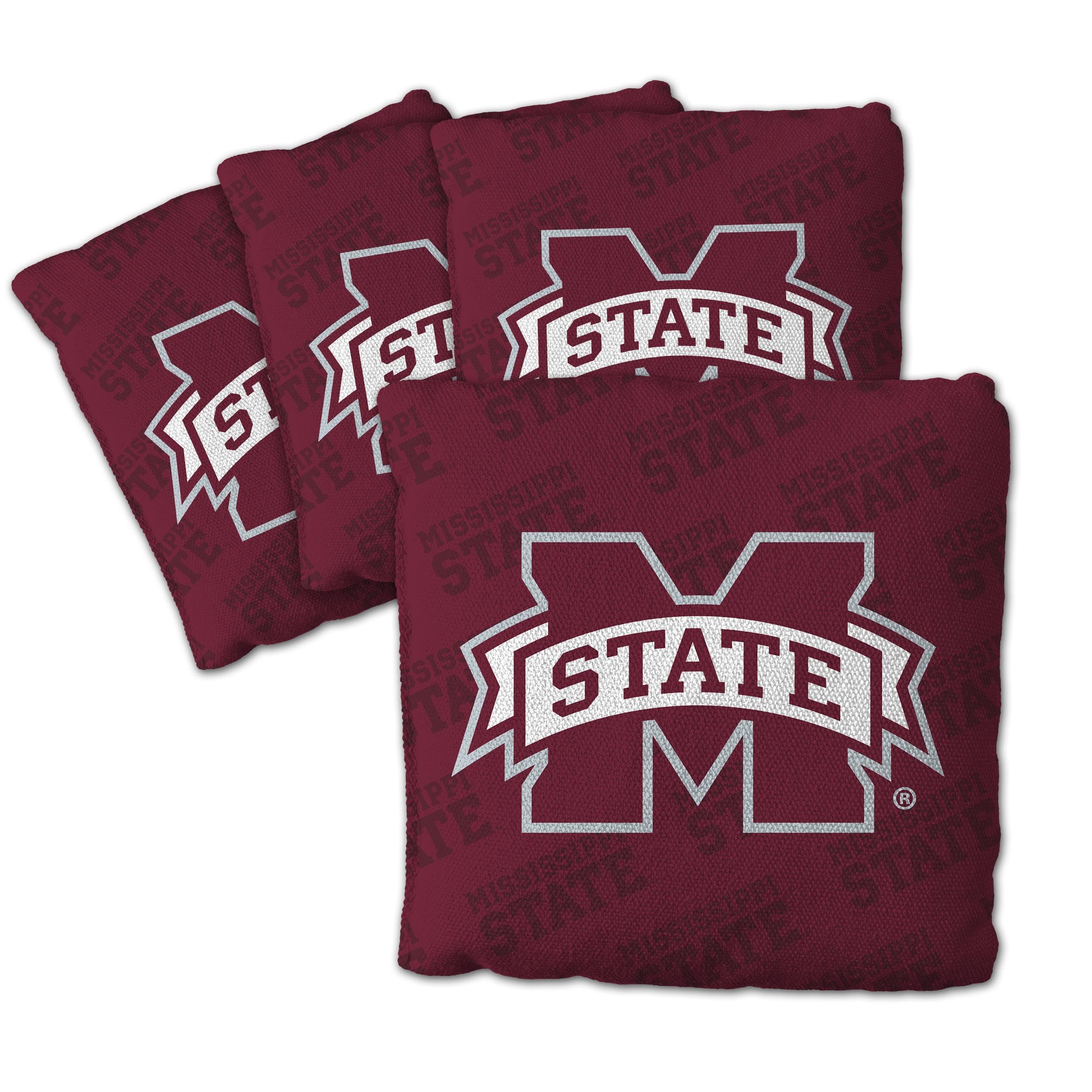 YouTheFan Officially-Licensed NCAA Mississippi State Bulldogs Set of 4 Cornhole Bags - All Weather Regulation 6    x 6    Size -
