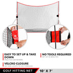 Practice Golf Hitting Net By Day 1 Sports - Large 10X 7- Portable Carry Bag - Indoor Or Outdoor Use - Quick And Easy Assembly -