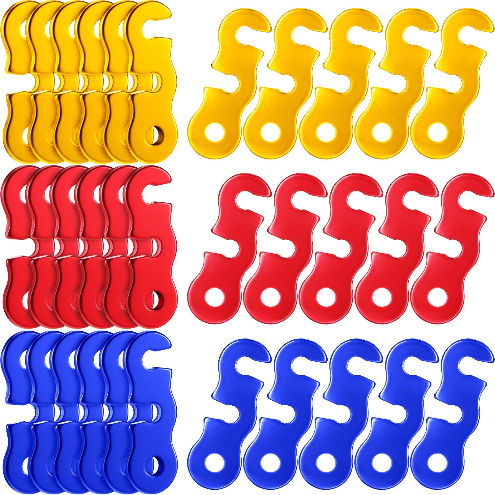30 Pieces Aluminum Alloy Guyline Cord Adjusters Rope Adjusters Tent Tensioners Tent Wind Rope Buckles Camping Accessories For Te