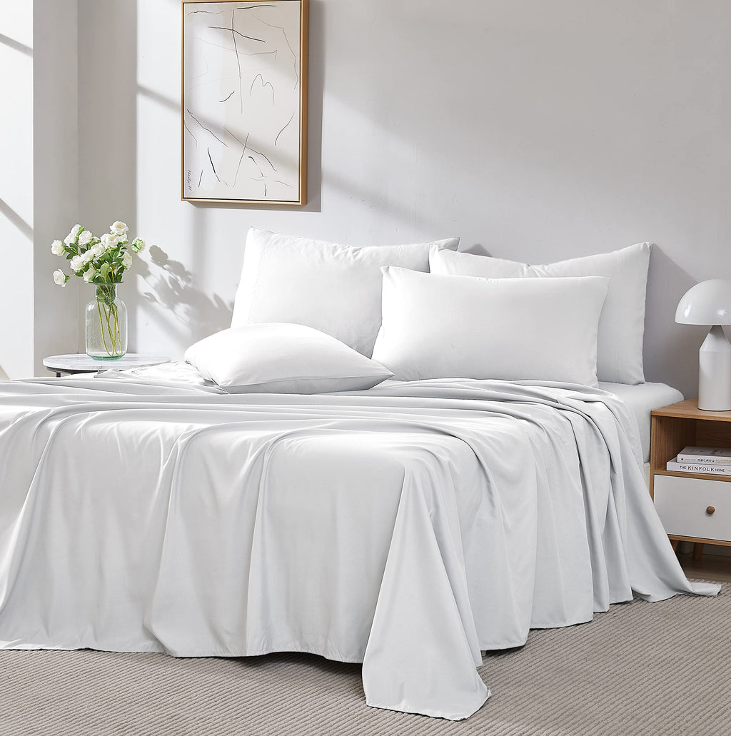 Southshore Fine Linensa - Vilano Springs 4 Piece - 21 Inch - Extra Deep Pocket Sheet Set (Twin, Bright White)