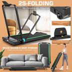 Ancheer 4 In 1 Under Desk Treadmill With Incline - 2S Folding/Max 300 Lb Capacity Walking Pad - Compact Electric Treadmill For H