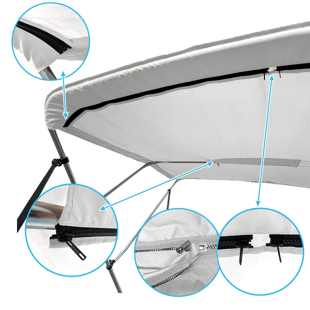 Savvycraft 4 Bow Bimini Replacement Top Canvas Cover 4 Bow 96'' L 67''-72'' W White Color