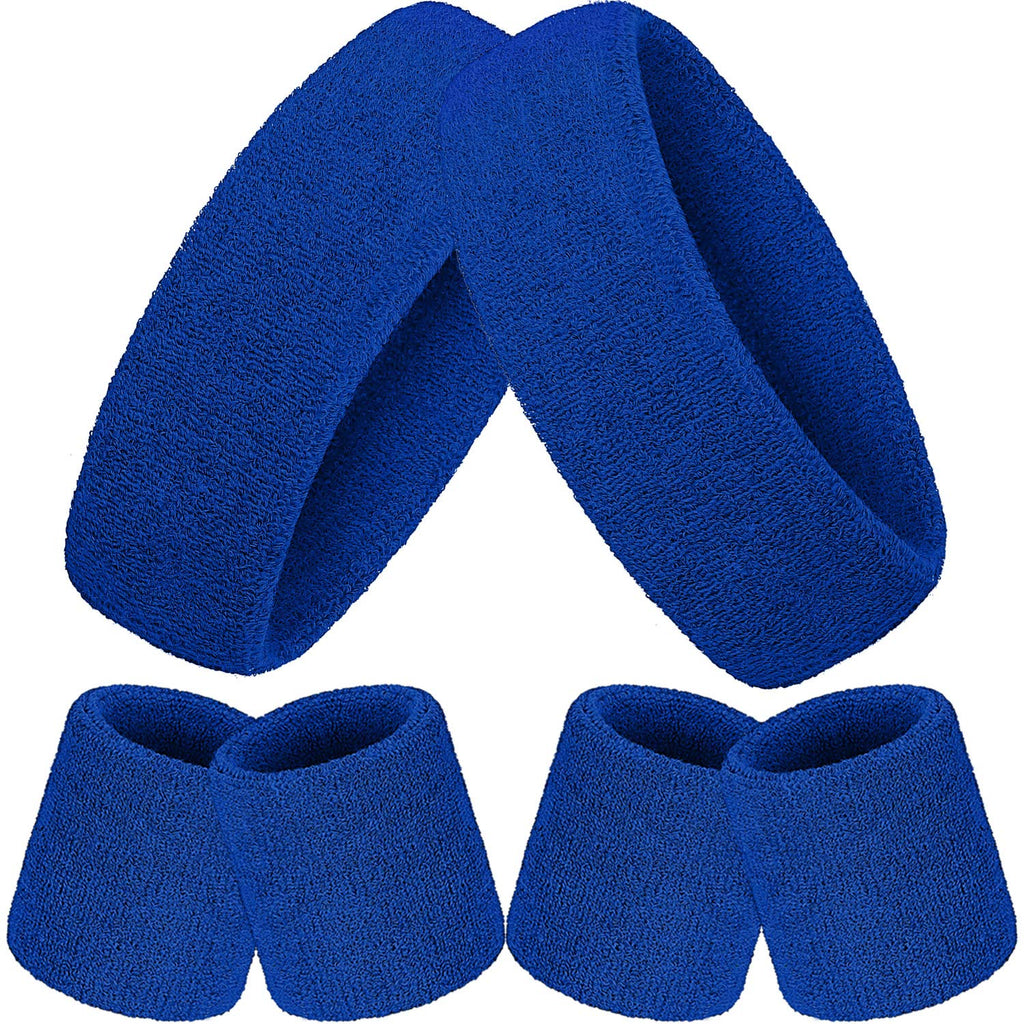 Bememo 6 Pieces Striped Sweatbands Set, Includes 2 Pieces Sports Headband And 4 Pieces Wristbands Sweatbands Colorful Striped Sw
