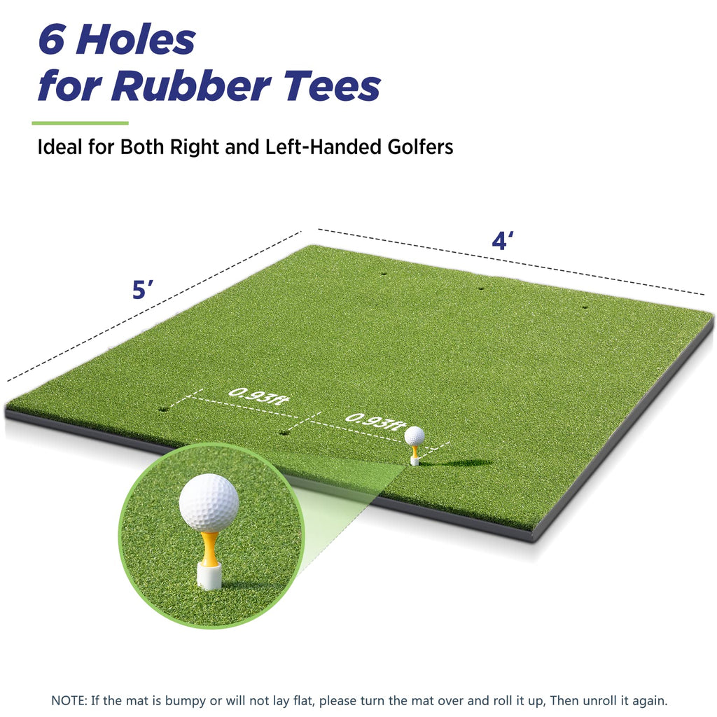 Golfguru Golf Mat, 5X4Ft 21Mm Artificial Turf Golf Hitting Mats Practice With 10 Golf Balls, 9 Golf Tees, Golf Hitting Practice