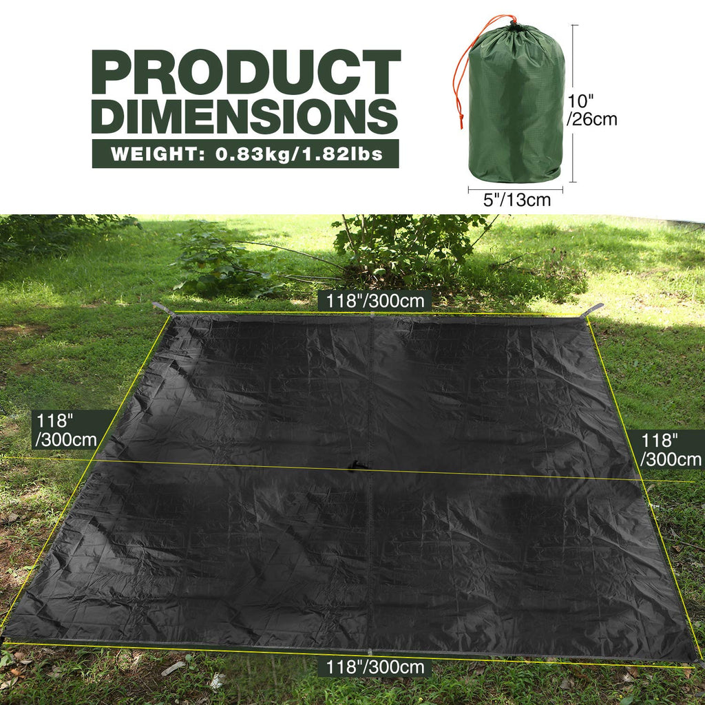 Redcamp Hammock Rain Fly Camping Tarp Waterproof, 10X10Ft Lightweight Backpacking Rain Tarp Shelter For Hiking Outdoor, Black