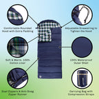 Sleeping Bag - 32F Rated Xl 3 Season Envelope Style With Hood For Outdoor Camping, Backpacking And Hiking With Carry Bag By Wake