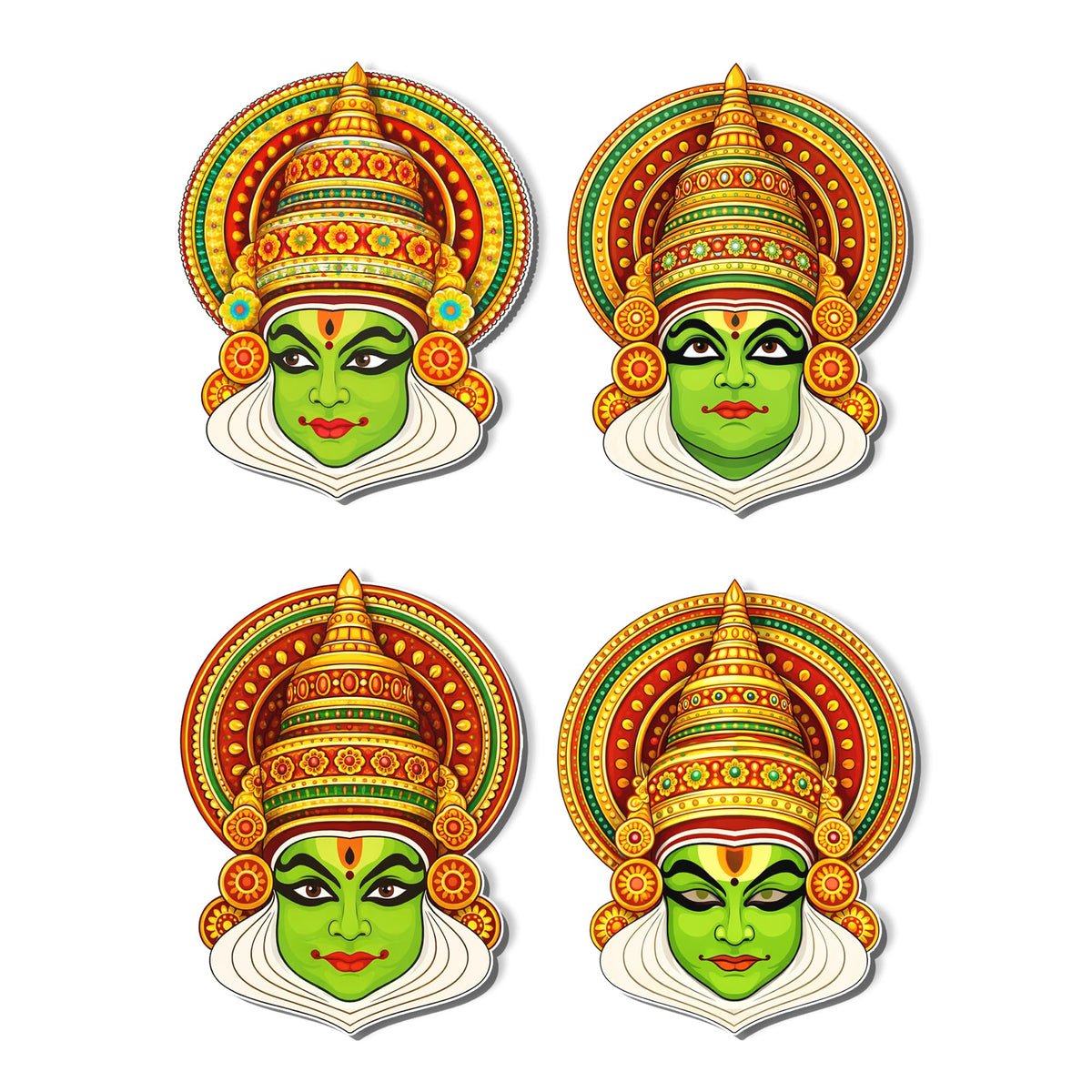 Regalo Casila Kathakali Fridge Magnet 4 Pc Set Traditional Indian Dance Kerala Art Cultural Souvenir Refrigerator Magnet Decorat