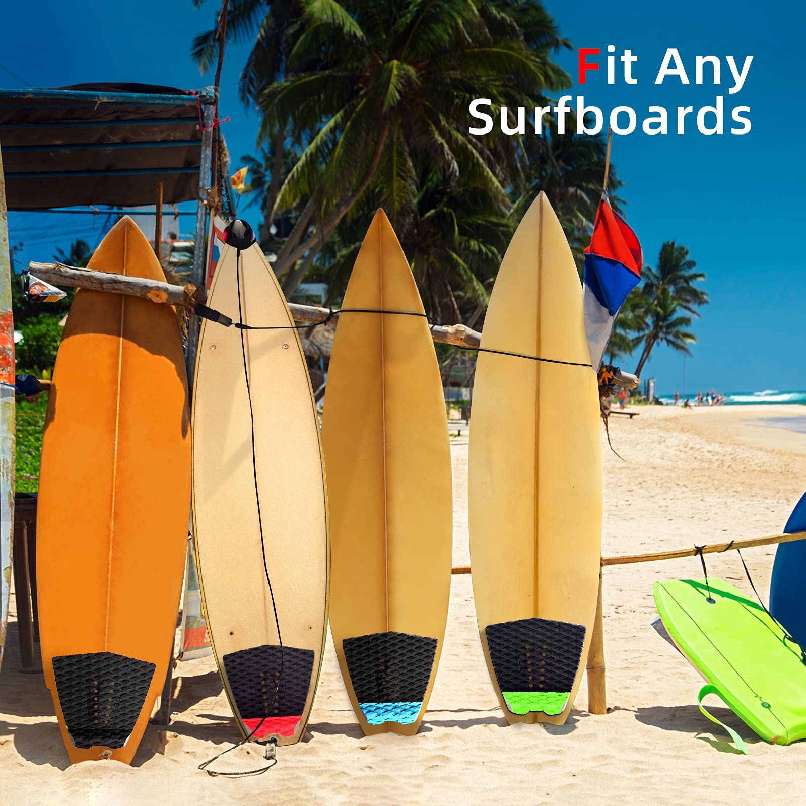Abahub 3 Piece Eva Surfboard Deck Traction Pads With Kicker For Stomp Skimboards, Surf Boards, Funboard, Fish Board, Black