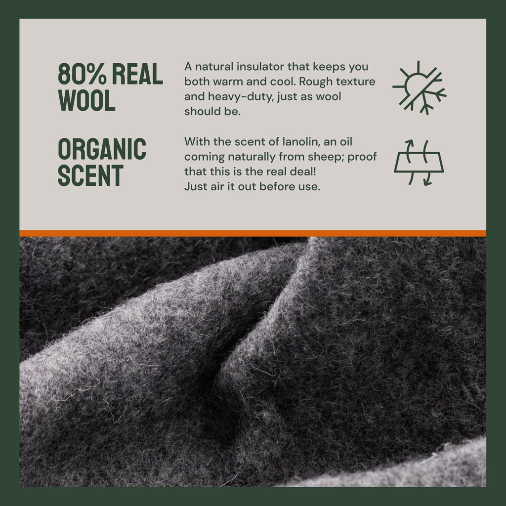 Woolly Mammoth Woolen Co. | Extra Large Merino Wool Camp Blanket | Perfect Outdoor Gear | Bedroll For Bushcraft, Camping, Trekki