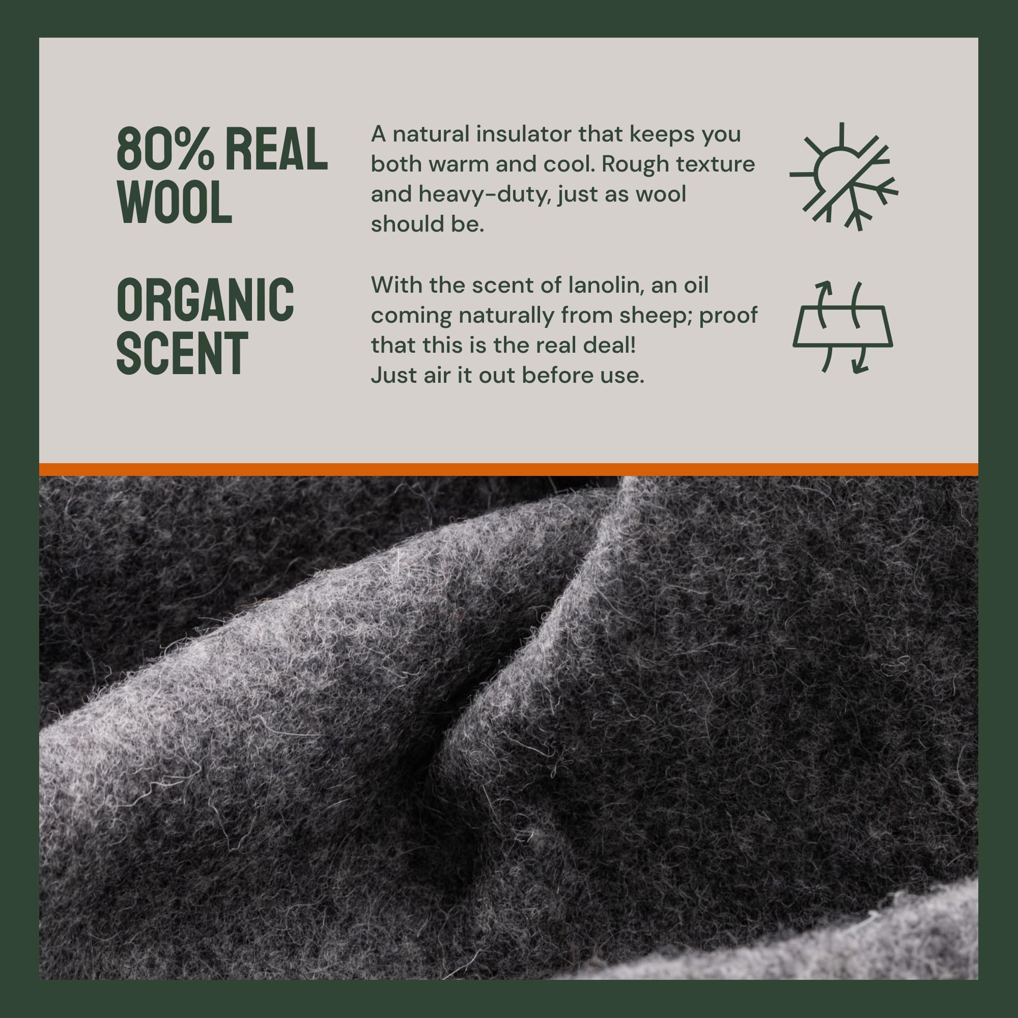 Woolly Mammoth Woolen Co. | Extra Large Merino Wool Camp Blanket | Perfect Outdoor Gear | Bedroll For Bushcraft, Camping, Trekki