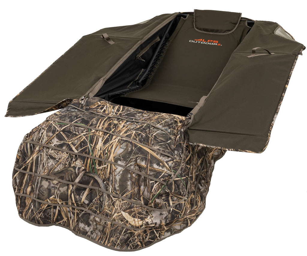 ALPS OutdoorZ Legend Layout Blind - Hunting Blind with Realtree MAX-7 Pattern, Zero-Gravity Chair Design, Waterproof Floor, Mesh