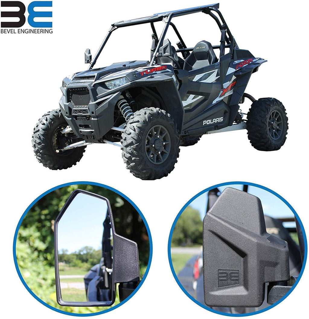 Bevel Engineering Utv Rear View Side Mirror Kit (2 Pack) - Fits With 16 - 2 Round Roll Cage Bar - Break Away And Adjustable - Hi