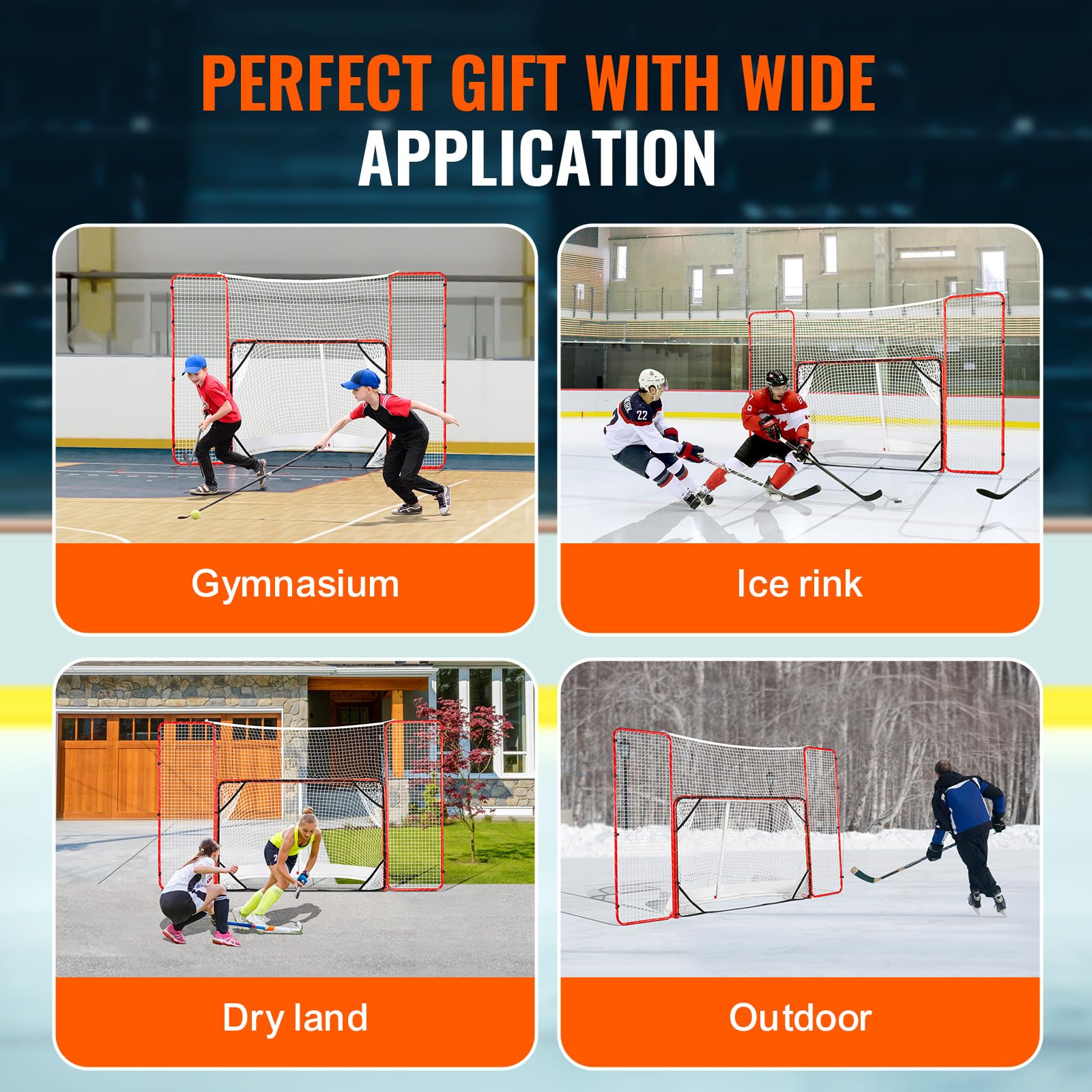 Vevor Hockey Goal With Backstop And Targets Street Outdoor Steel Hockey Net 72''