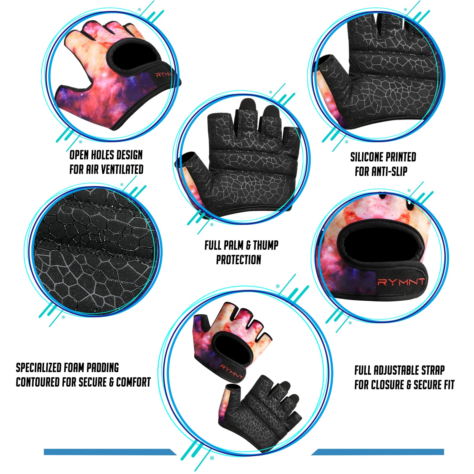 Rymnt Minimal Weight Lifting Gloves,Short Micro Workout Gloves Grip Pads With Full Palm Protection & Extra Grip For Men Women We
